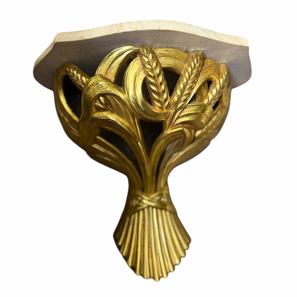 Syroco Gold Wheat Sheaf Wall Shelf Decor